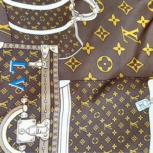 Louis Vuitton rolled edge  silk scarf with iconic LV print and pops of color